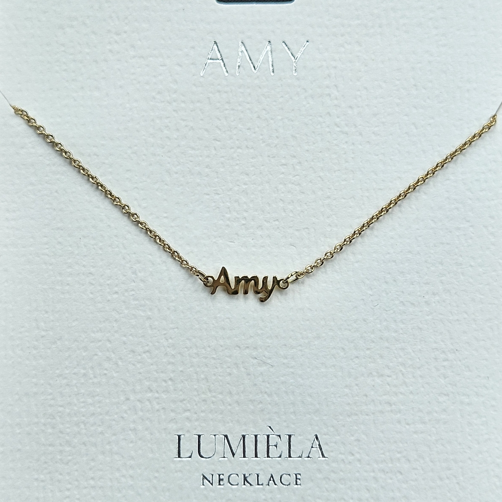 Amy Script Name Chain Goldtone Necklace